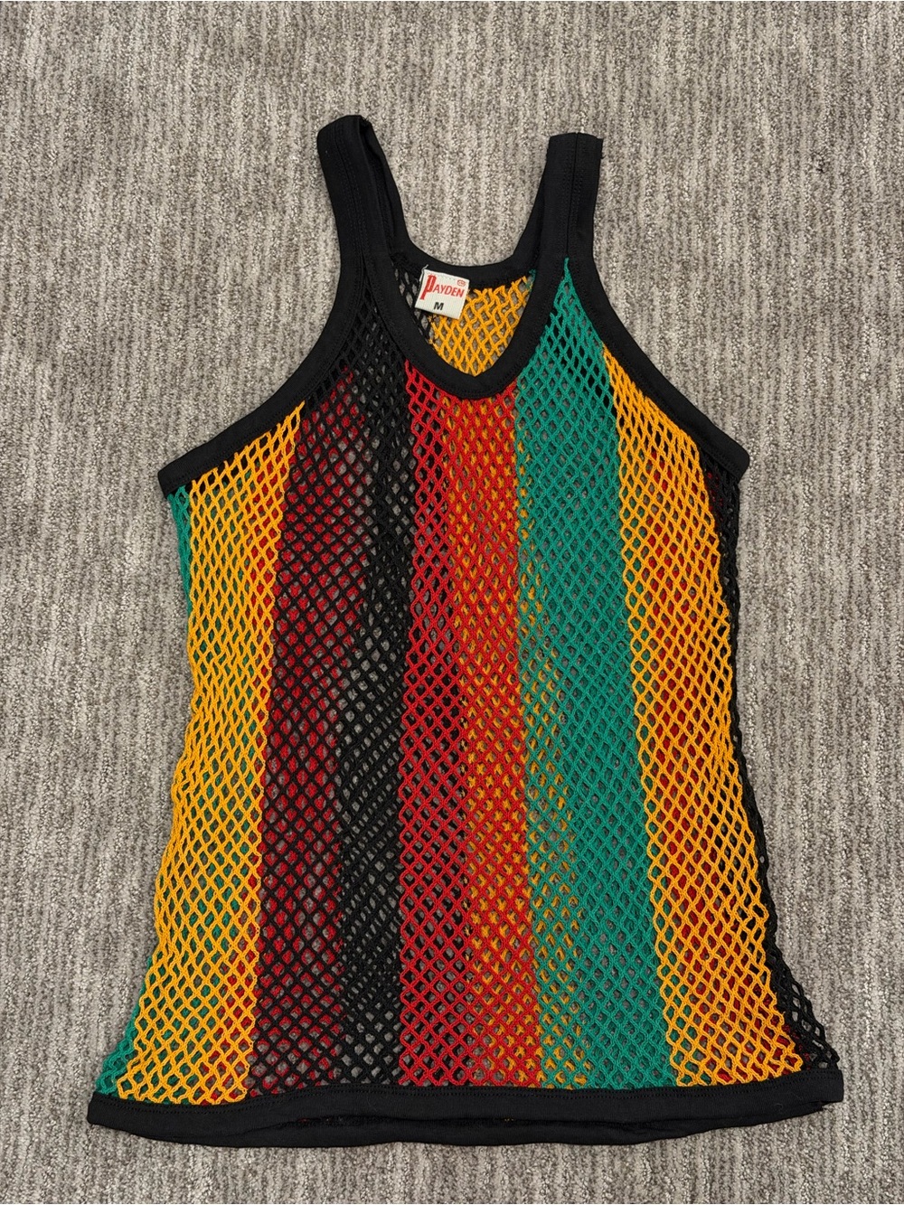 Dayden Original String Vest Rasta Colors Mesh Fishnet Tank Top Size M Cotton